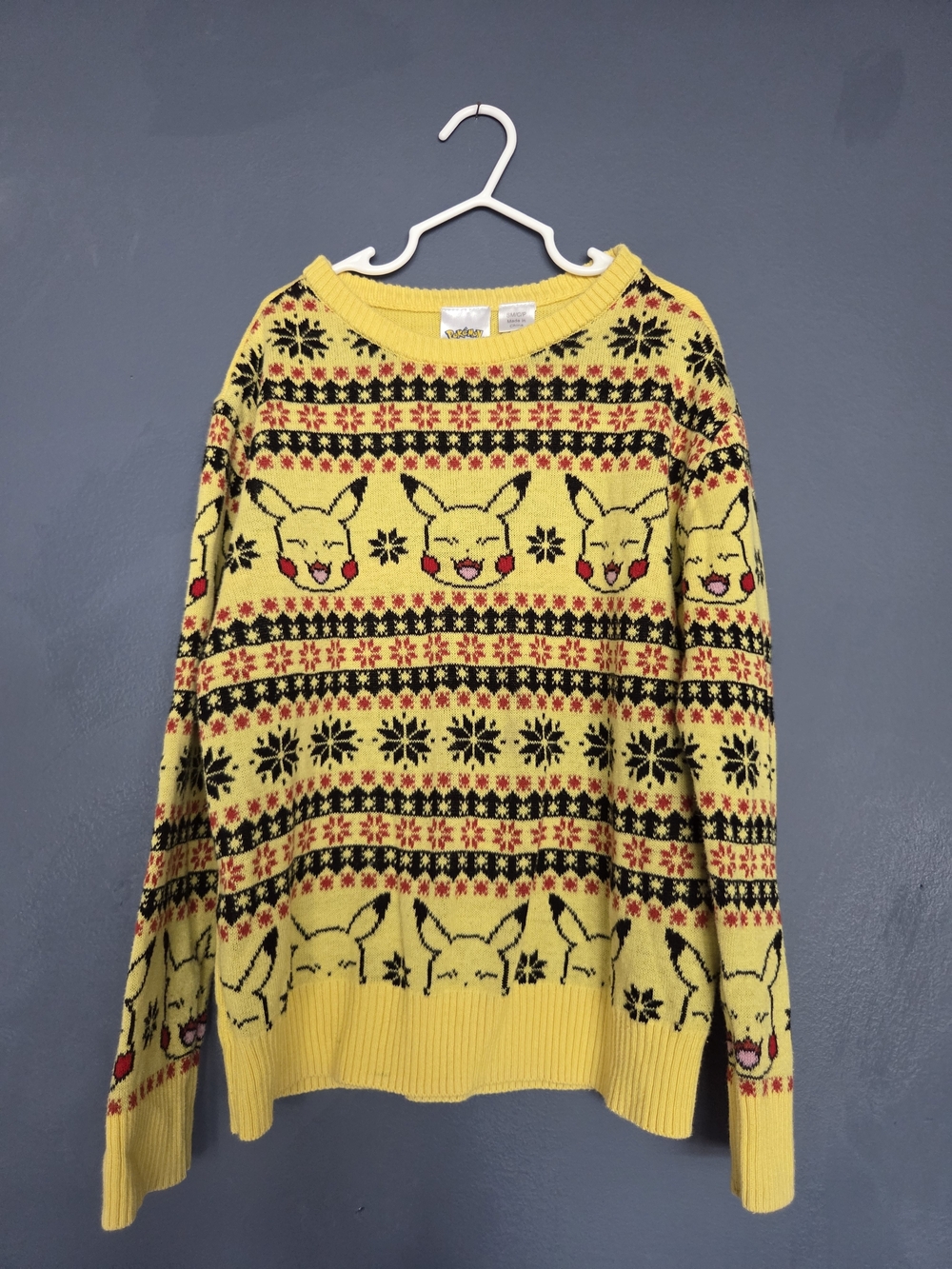 Yellow Pikachu Pattern Crewneck Sweater